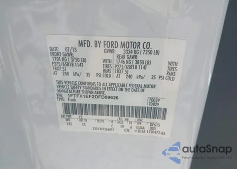 2013 Ford F-150 Stx from USA, damaged, VIN 1FTFX1EF2DFD09626
